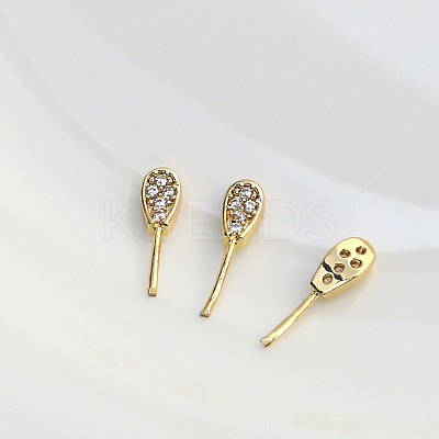 Brass Micro Pave Clear Cubic Zirconia Rabbit Ear Head Pins BAPE-PW0002-13A-01-1