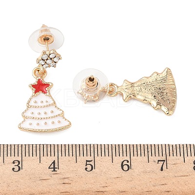Alloy Enamel Dangle Stud Earrings EJEW-H173-04KCG-1