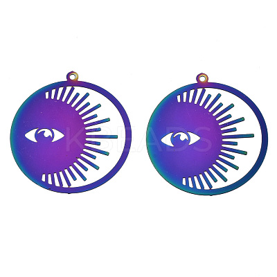 Ion Plating(IP) 201 Stainless Steel Filigree Pendants X-STAS-S118-014-1