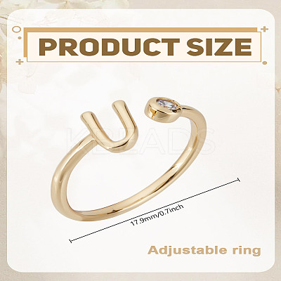 1Pc Brass Micro Pave Clear Cubic Zirconia Open Cuff Rings for Women RJEW-LP0002-37U-1