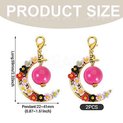 2Pcs Acrylic & Resin Imitation Pearl & Alloy Pendant Decorations HJEW-TAC0115-1