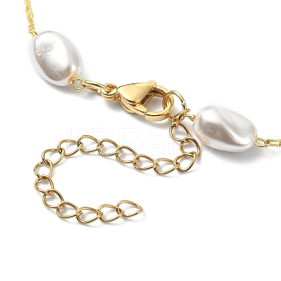 CCB Plastic Pearl Beaded Chain Necklace NJEW-JN04337-1