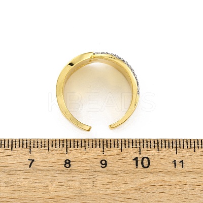 Brass Micro Pave Cubic Zirconia Adjustable Cuff Rings for Women RJEW-U053-08G-1