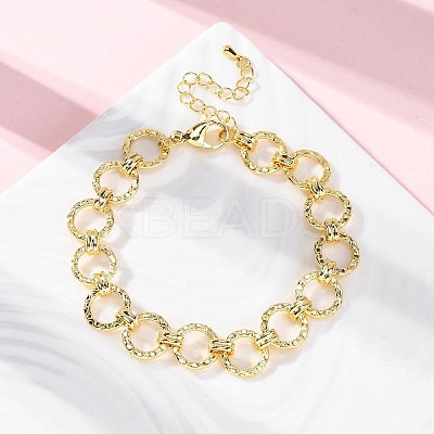 Brass Ring Chain Link Bracelets for Women Men LS-BJEW-K273-16G-1