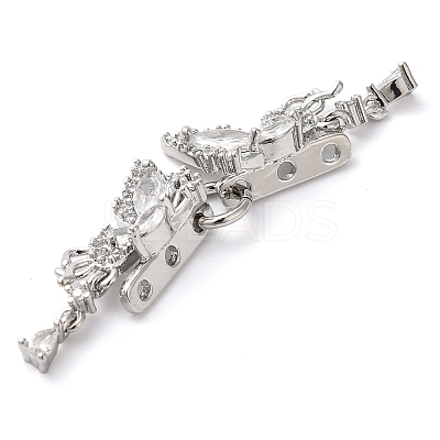 Brass Micro Pave Cubic Zirconia Slide Charms KK-G503-37P-03-1
