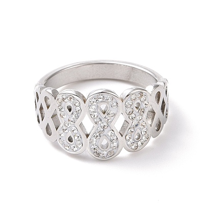 Crystal Rhinestone Infinity Finger Ring RJEW-D120-10B-P-1