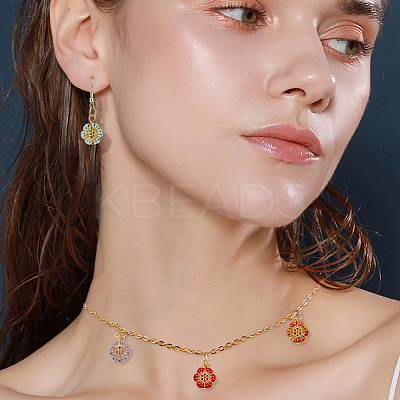 Golden Metal Enlaced Plating Acrylic Pendants PALLOY-AB00032-1