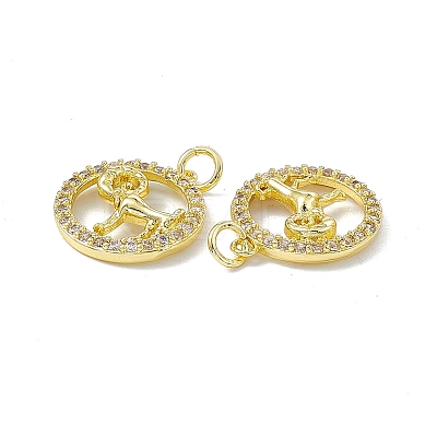 Real 18K Gold Plated Brass Micro Pave Clear Cubic Zirconia Pendants KK-E068-VB409-1-1