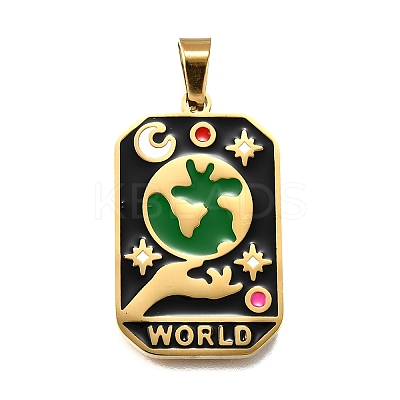 Tarot 304 Stainless Steel Enamel Pendants STAS-M119-09H-G-1
