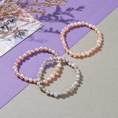 Dyed Natural Cultured Freshwater Pearl Beads Stretch Bracelets BJEW-JB05893-1
