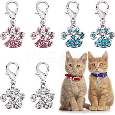 6Pcs 3 Colors Alloy Rhinestone Pendant Decoration HJEW-CA0001-26-1