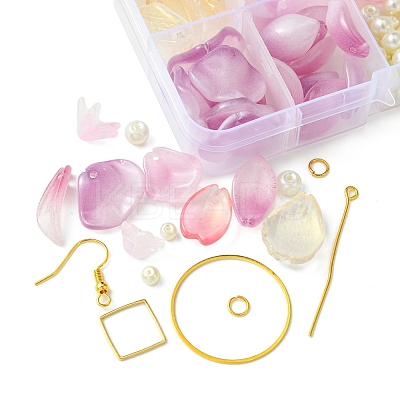 DIY Leaf & Flower Glass Earrings Jewelry Making Kits DIY-FS0007-06-1