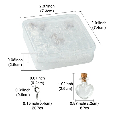 6Pcs Clear Mini High Borosilicate Glass Bottle Bead Containers AJEW-FS0001-09B-1