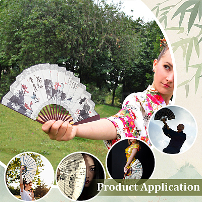 3Pcs 3 Styles Bamboo with Cloth Folding Fan AJEW-PH0006-46-1