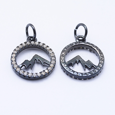 Brass Micro Pave Cubic Zirconia Pendants KK-P133-12B-NR-1