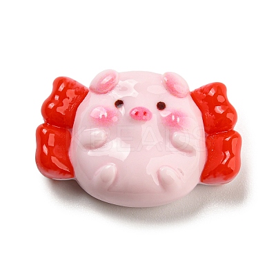 Pig Theme Opaque Resin Cabochons RESI-H154-01E-1