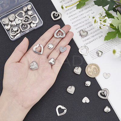 36Pcs 6 Styles 304 Stainless Steel Stamping Blank Tag Charms STAS-UN0020-70P-1