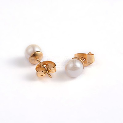 304 Stainless Steel Acrylic Bead Ball Ear Stud EJEW-P076-06-A-1