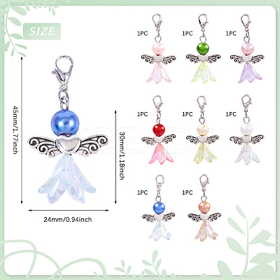 Angel Acrylic & Glass Beads Pendant Decorations HJEW-TAC0045-1