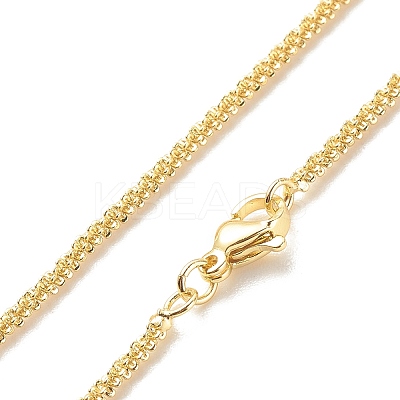 Brass Flower Link Chains Necklace for Women LS-NJEW-P265-12G-1