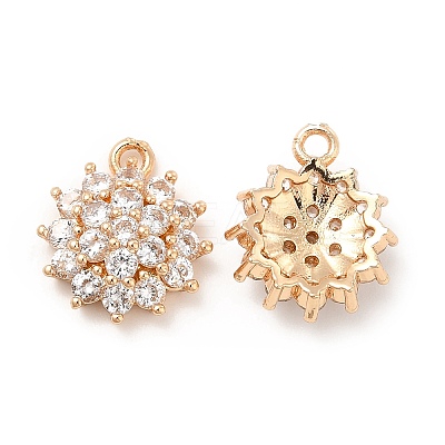 Brass Micro Pave Clear Cubic Zirconia Pendants KK-E071-11KCG-1