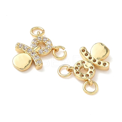 Brass Micro Pave Clear Cubic Zirconia Charms KK-P342-10G-1