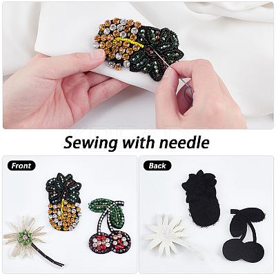 3Pcs 3 Style Tree & Pineapple & Cherry Rhinestone Beading Applqiues PATC-GF0001-26-1