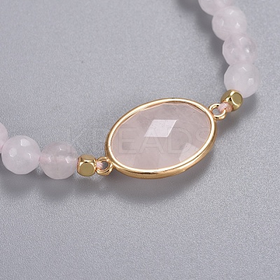 Natural Rose Quartz Braided Bead Bracelets BJEW-JB04210-01-1