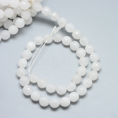 Natural White Jade Beads Strands X-G-R346-8mm-08-1
