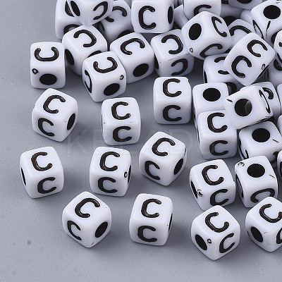 White Opaque Acrylic Beads X-MACR-R869-02C-1
