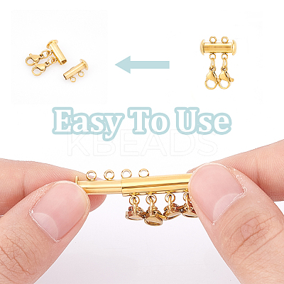 3Pcs 3 Styles 304 Stainless Steel Slide Lock Clasps FIND-UN00012-1