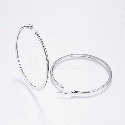 Tarnish Resistant 304 Stainless Steel Big Hoop Earrings EJEW-F105-17P-1