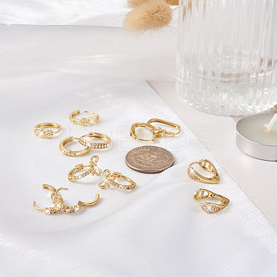 6Pairs 6 Styles Cubic Zirconia Hoop Earrings EJEW-YS0001-02-1