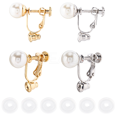 24Pcs 2 Colors 316 Surgical Stainless Steel Clip-on Earring Converters Findings STAS-SC0010-34A-1