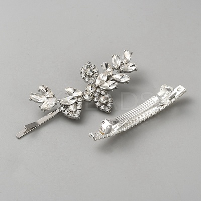 Iron Crystal Rhinestone Flower Hair Bobby Pins & Hair Barrettes Sets OHAR-WH0011-61-1