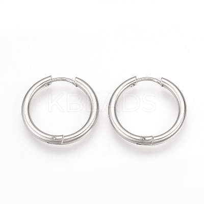 Tarnish Resistant 201 Stainless Steel Huggie Hoop Earrings X-MAK-R021-17mm-1