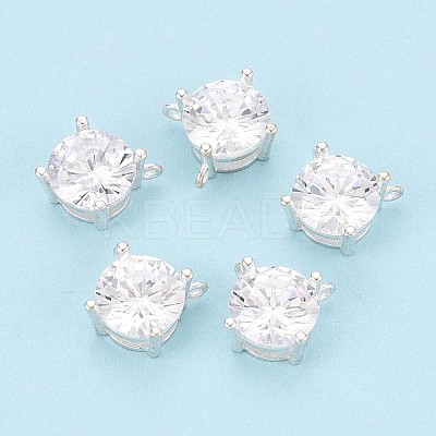 925 Sterling Silver Micro Pave Clear Cubic Zirconia Charms STER-N017-17C-S-1