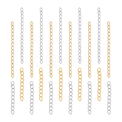 100Pcs 4 Style 304 Stainless Steel Curb Chain Extender STAS-UN0054-01-1