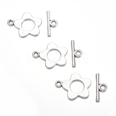 Flower Tibetan Style Alloy Toggle Clasps LS-A0977Y-1
