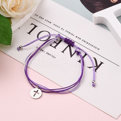Waxed Polyester Cord Braided Bracelets BJEW-JB05663-01-1