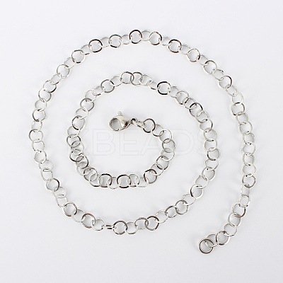 Tarnish Resistant 304 Stainless Steel Cable Chain Necklaces LS-MAK-N016-04P-1