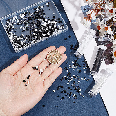 White & Black Series Glass Seed Beads SEED-GO0001-03-1