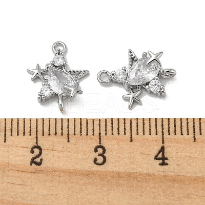 Brass Pave Clear Cubic Zirconia Connector Charms KK-H460-19P-1
