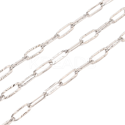 Tarnish Resistant 304 Stainless Steel Textured Paperclip Chains CHS-I009-01P-1