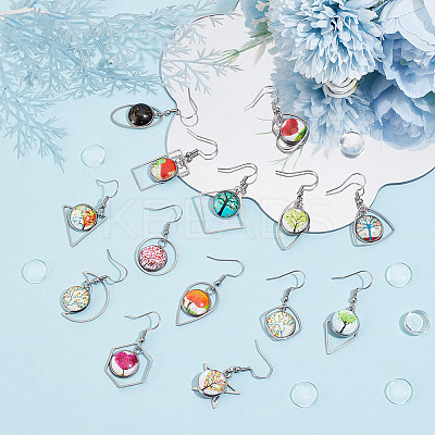 DIY Blank Dome Stainless Steel Dangle Earrings Making Kits DIY-AN0001-09P-1