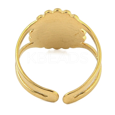 Ion Plating(IP) Flower 304 Stainless Steel Open Cuff Rings for Women RJEW-A044-01C-G-1