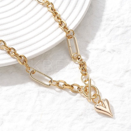 304 Stainless Steel Heart Pendant OT Necklaces for Women NJEW-JN05632-1