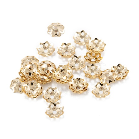 Multi-Petal Brass Bead Caps KK-D063-19G-1