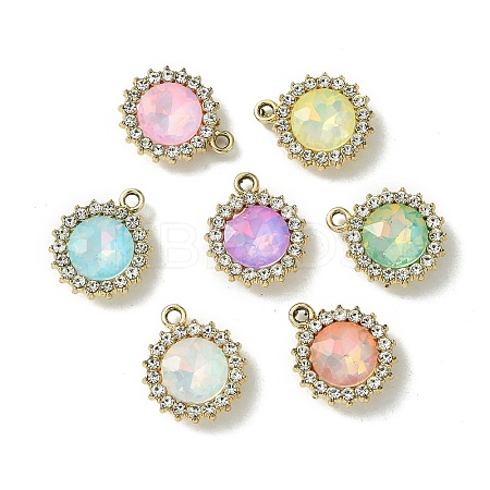 UV Plating Alloy with Mixed Color Glass Rhinestone Pendants FIND-B039-04G-1
