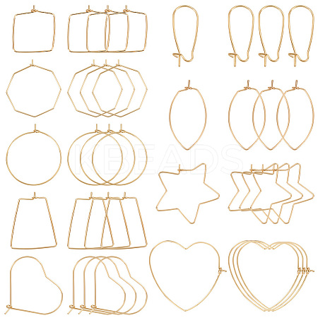 36pcs 9 style Brass Hoop Earring Findings KK-PH0005-99-1